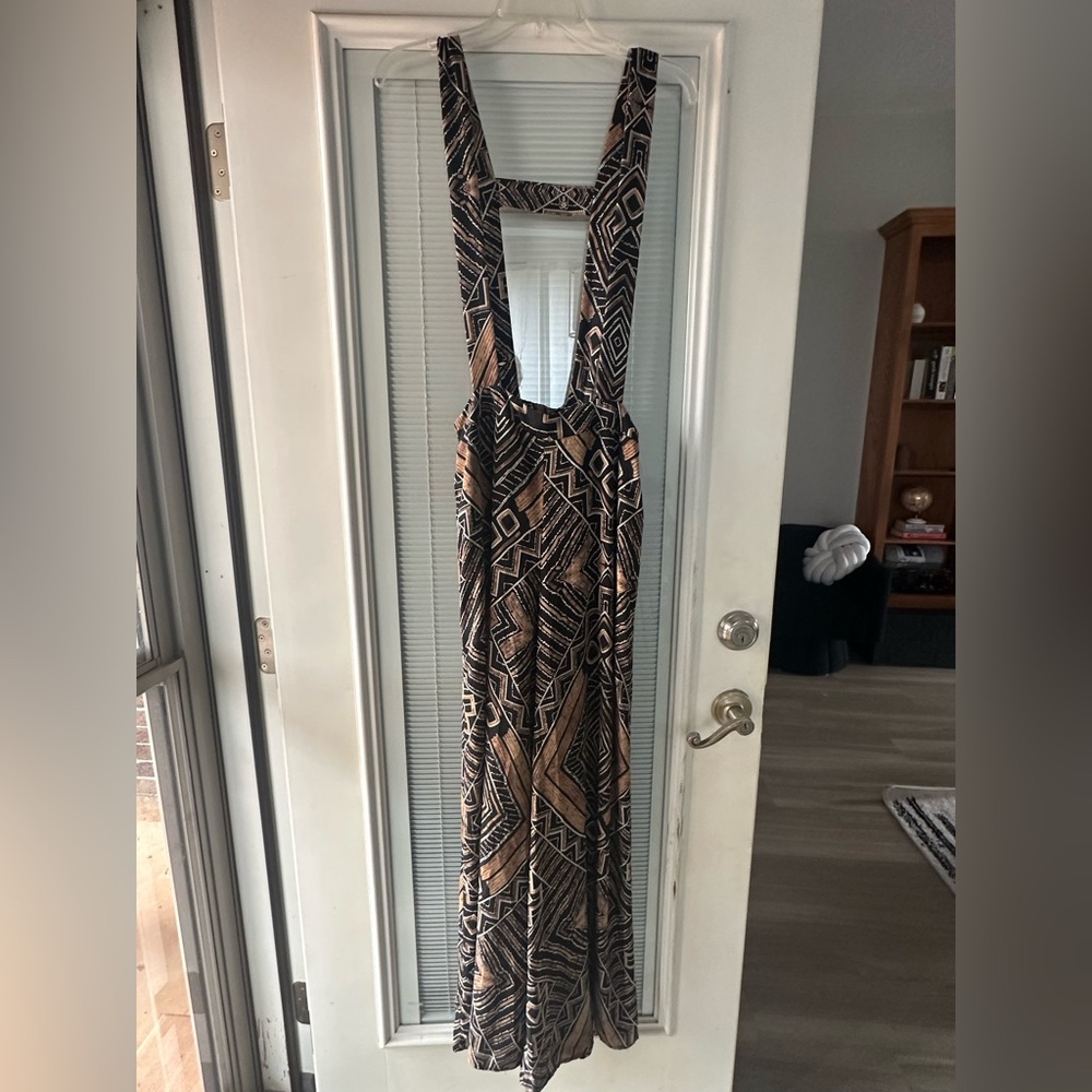 Lush Black and Tan Geometric Maxi Dress
